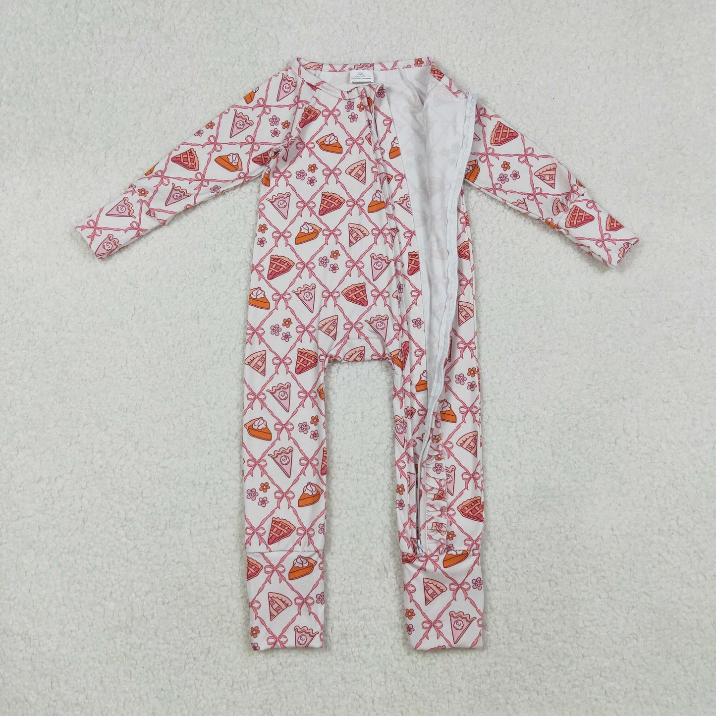 Pie Flowers Bows Girls Thanksgiving Pajamas Clothes Sisters Matching Wear