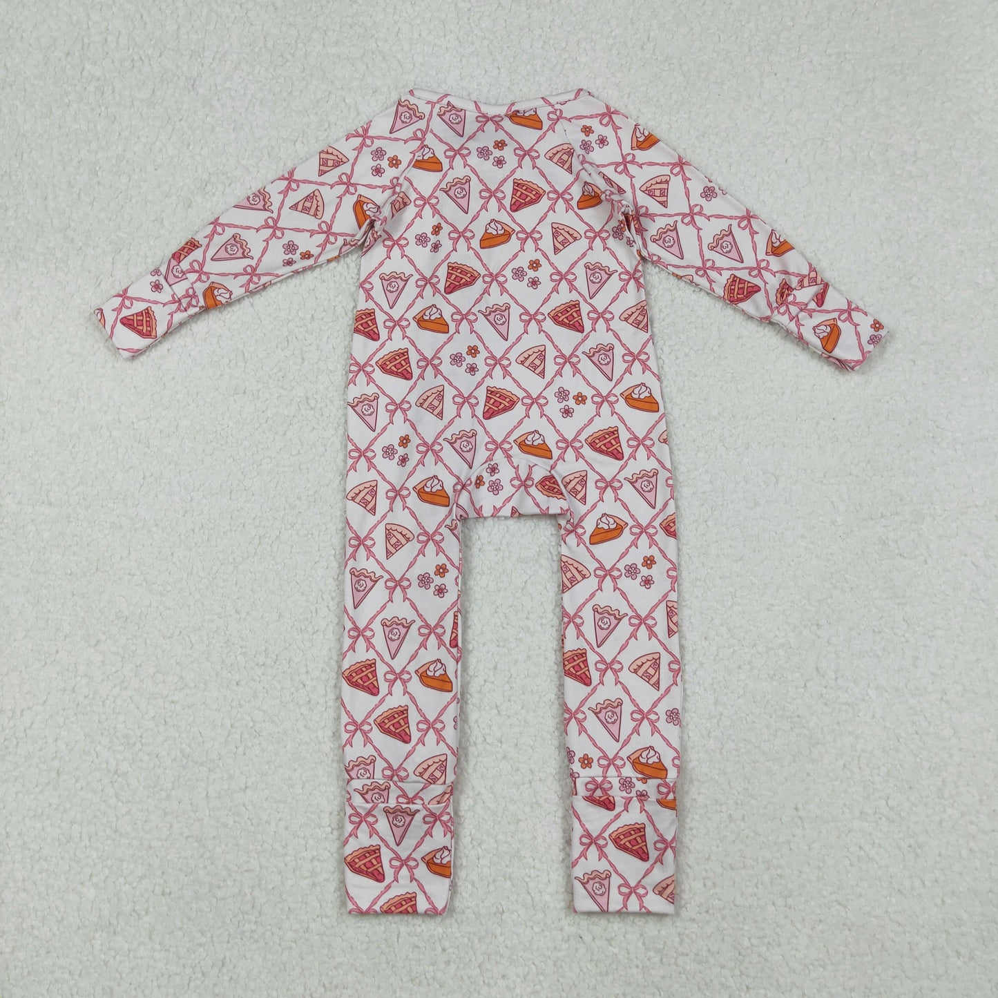 Pie Flowers Bows Girls Thanksgiving Pajamas Clothes Sisters Matching Wear
