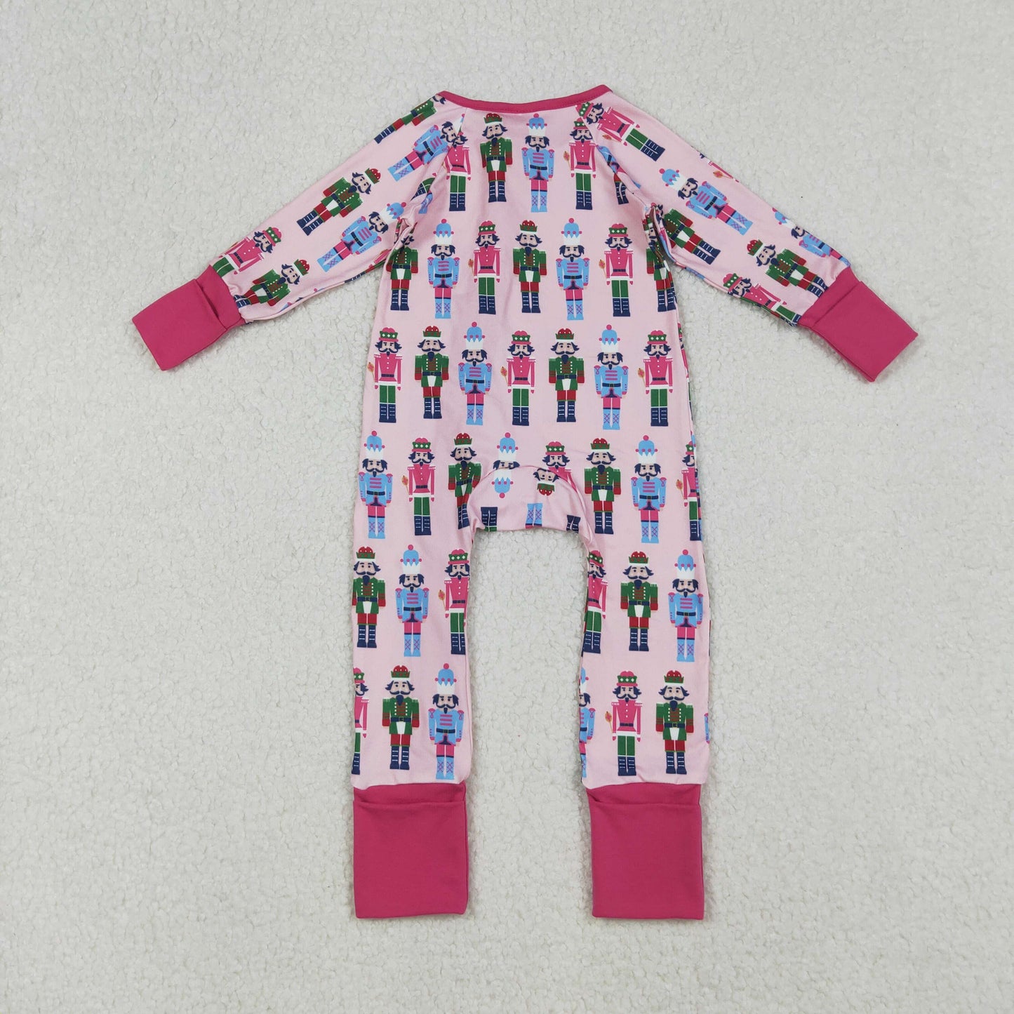 LR2598 Nutcracke* Soldier Print Baby Girls Christmas Zipper Sleeper Romper
