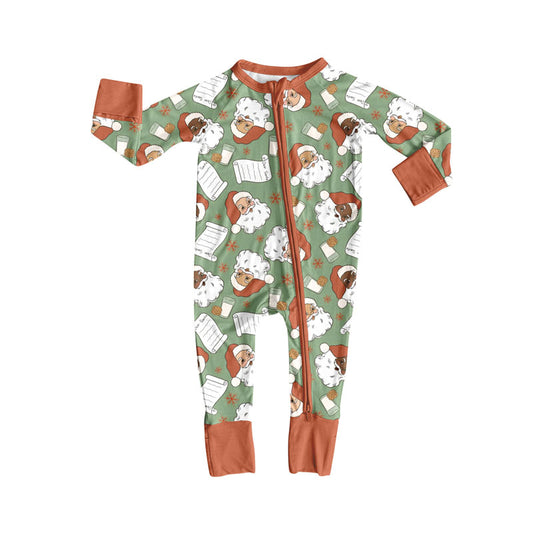 (Pre-order)LR2601 Santa Cookie Print Baby Boys Christmas Zipper Sleeper Romper