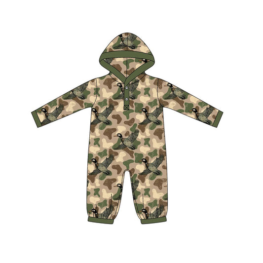 (Pre-order)LR2608 Duck Camo Print Baby Boys Fall Hoodie Romper