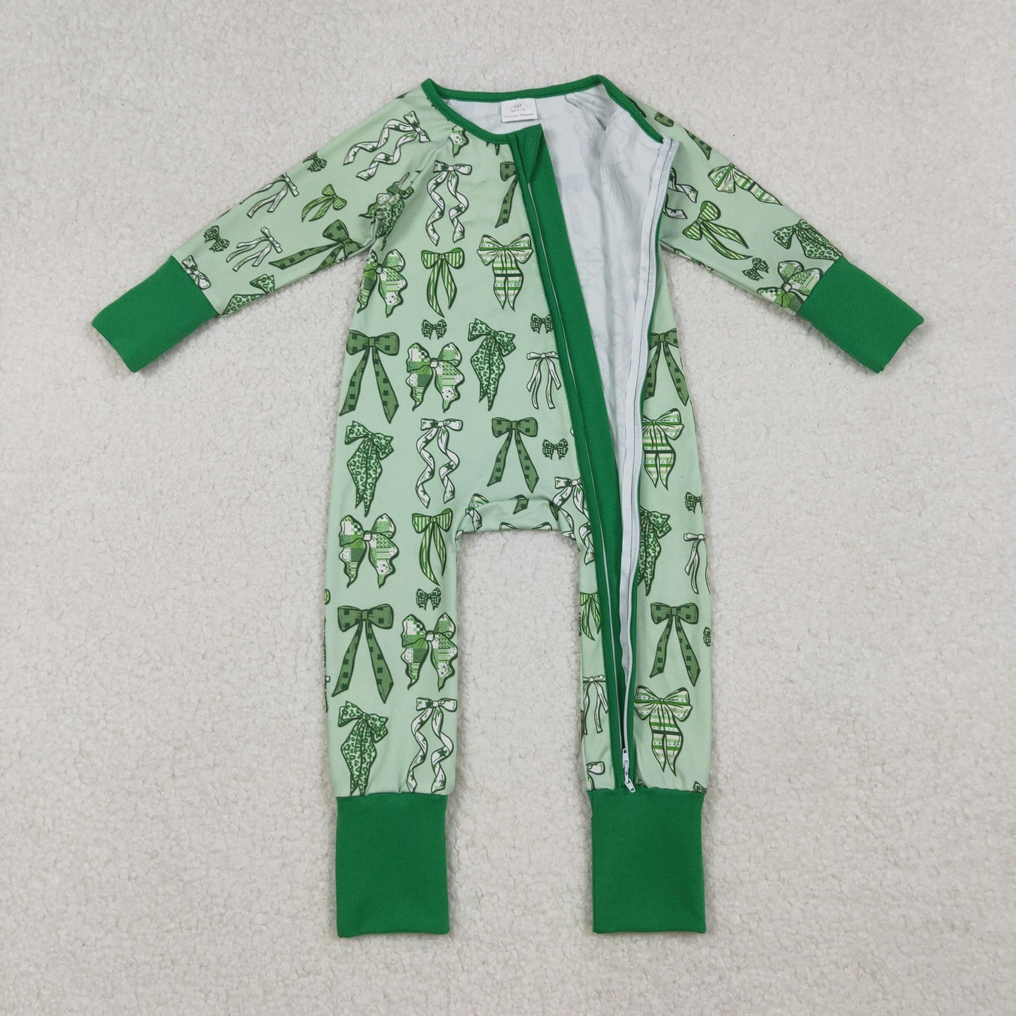 Green Bows Girls St.Patrick's Day Pajamas Clothes Sisters Matching Wear
