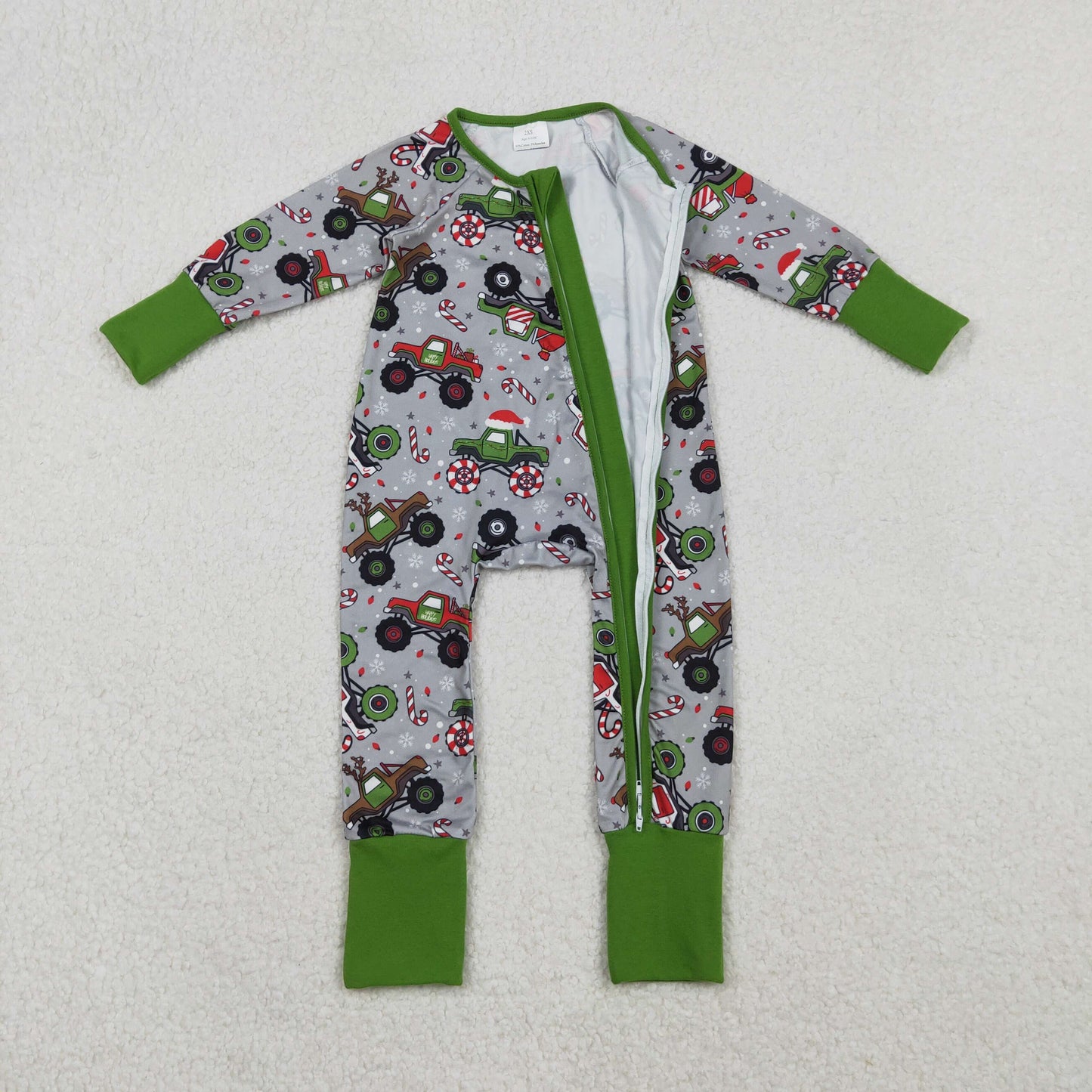 Monster Trucks Print Boys Christmas Pajamas Clothes Brothers Matching Wear