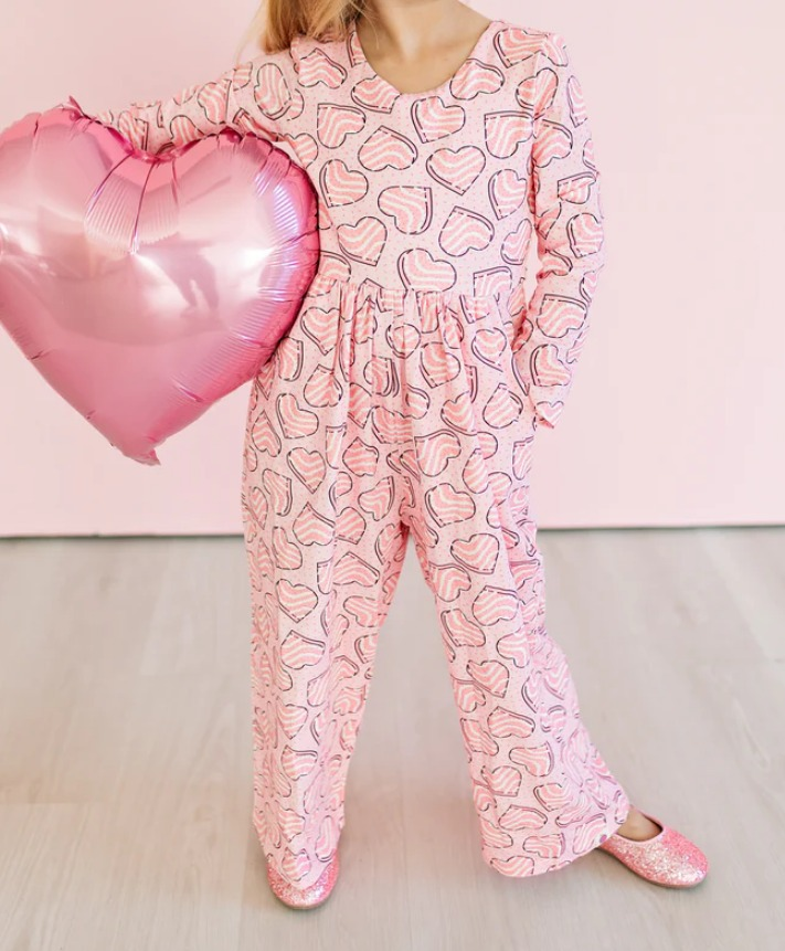 (Pre-order)LR2680 Heart Cake Print Girls Valentine's Day Jumpsuits