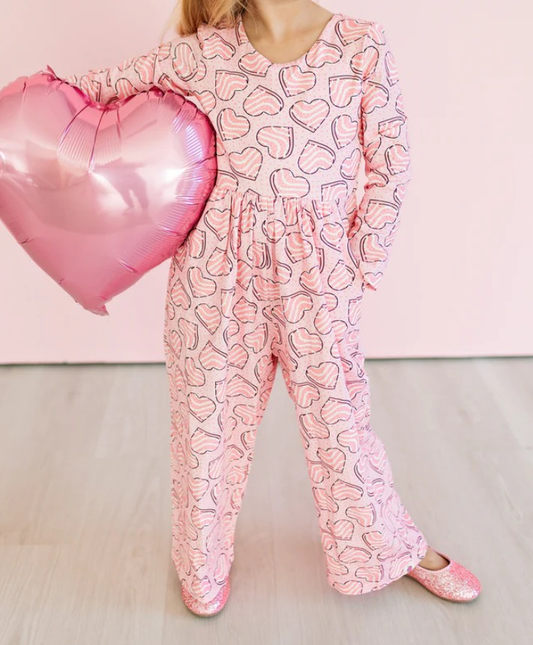 (Pre-order)LR2680 Heart Cake Print Girls Valentine's Day Jumpsuits