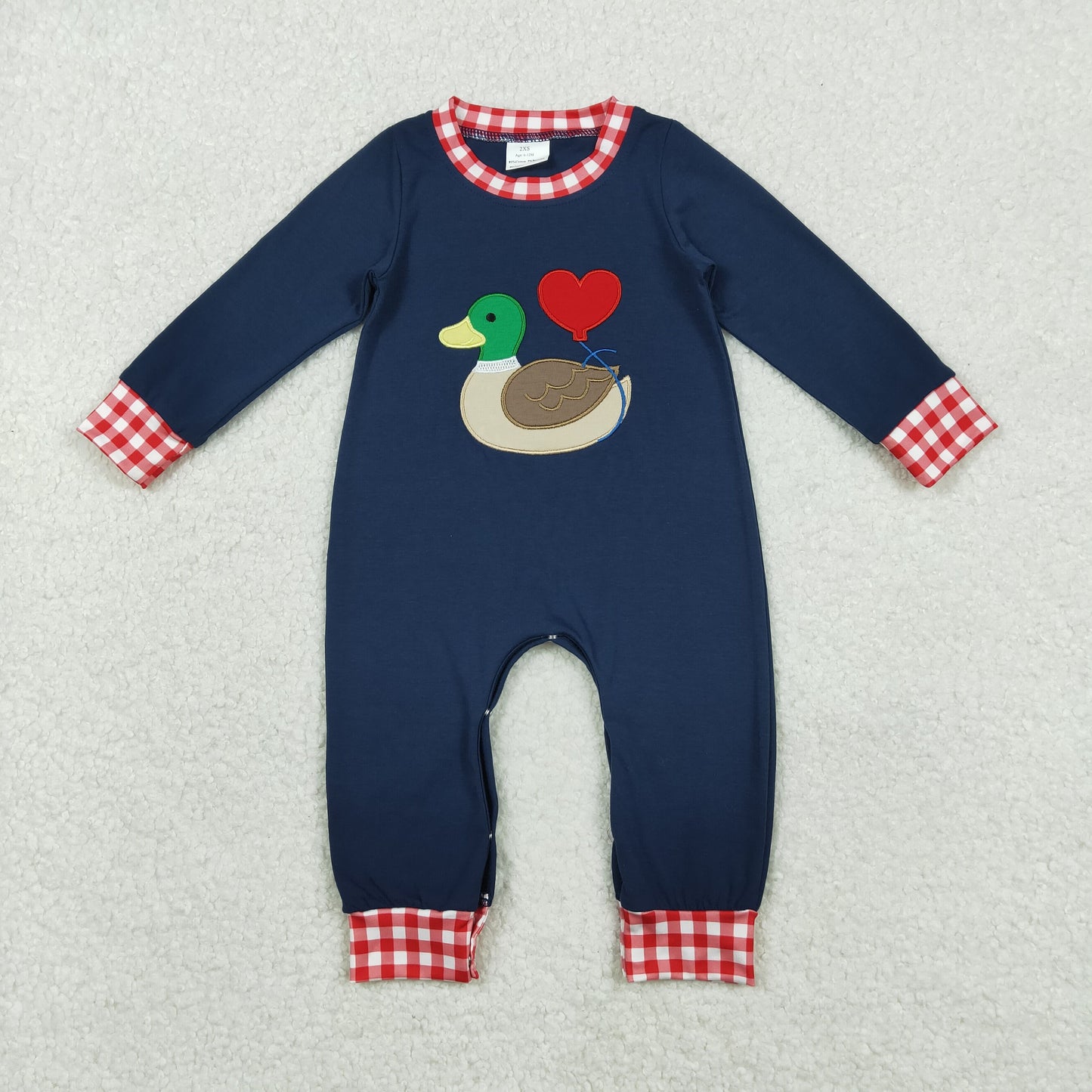 Duck Heart Embroidery Navy Color Kids Valentine's Day Matching Clothes Sibling Wear