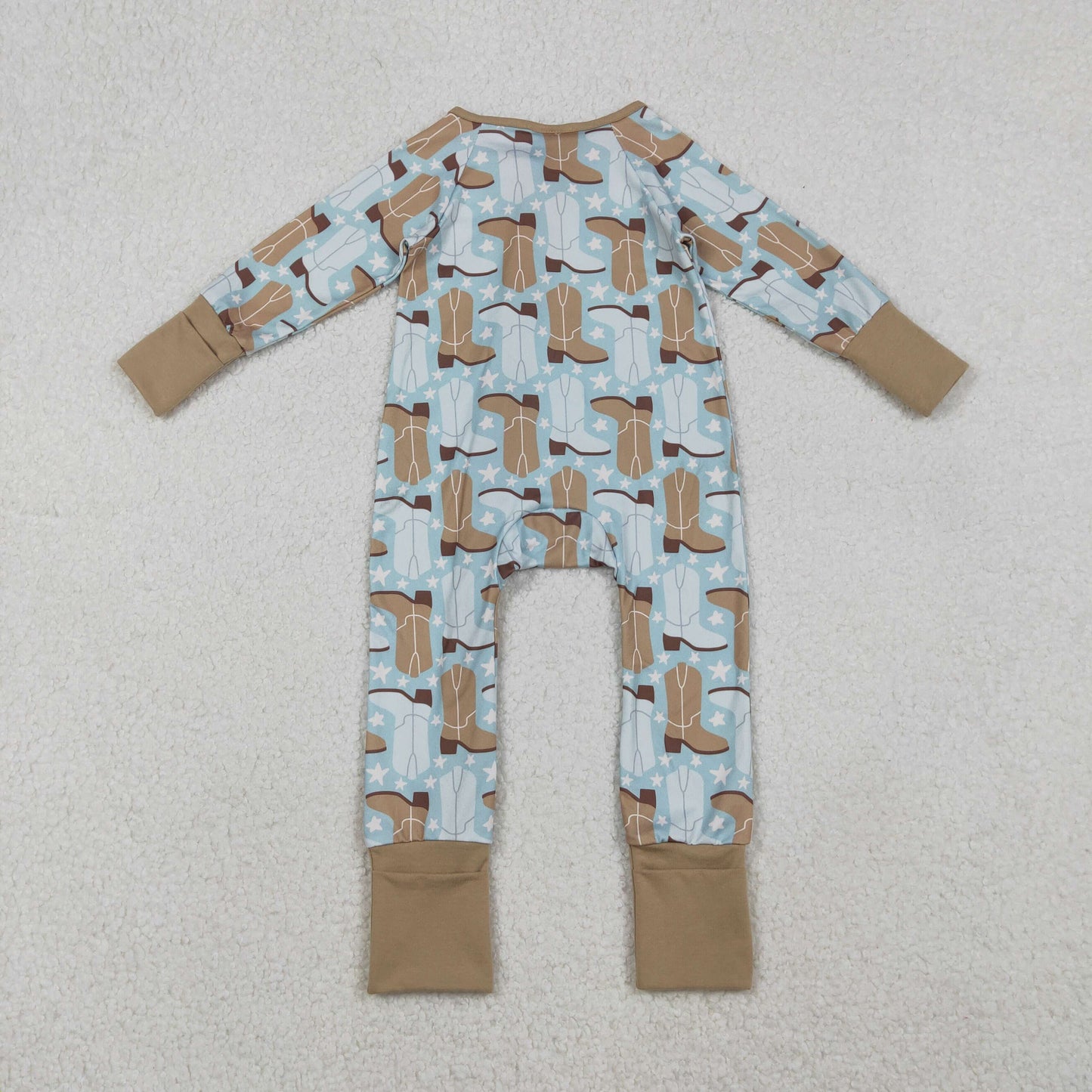 Boots Print Baby Western Sleeper Zipper Romper Sibling Matching Wear