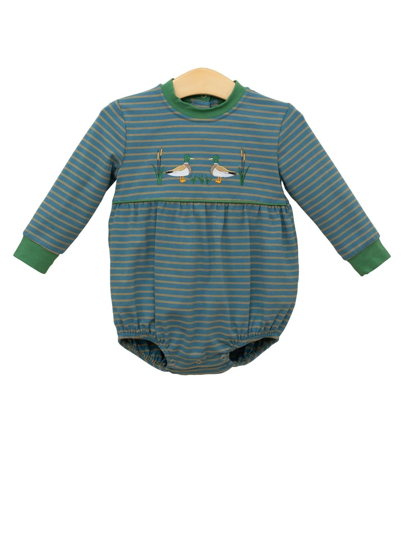 (Pre-order)LR2739 Duck Stripes Print Baby Boys Fall Romper