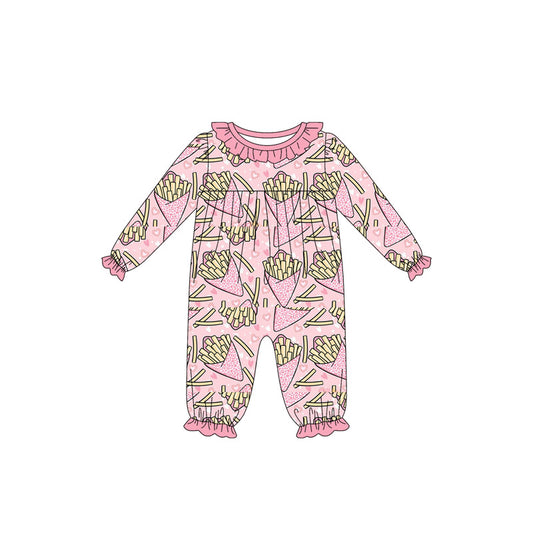 (Pre-order)LR2760 Fries Heart Print Baby Girls Valentine's Day Romper