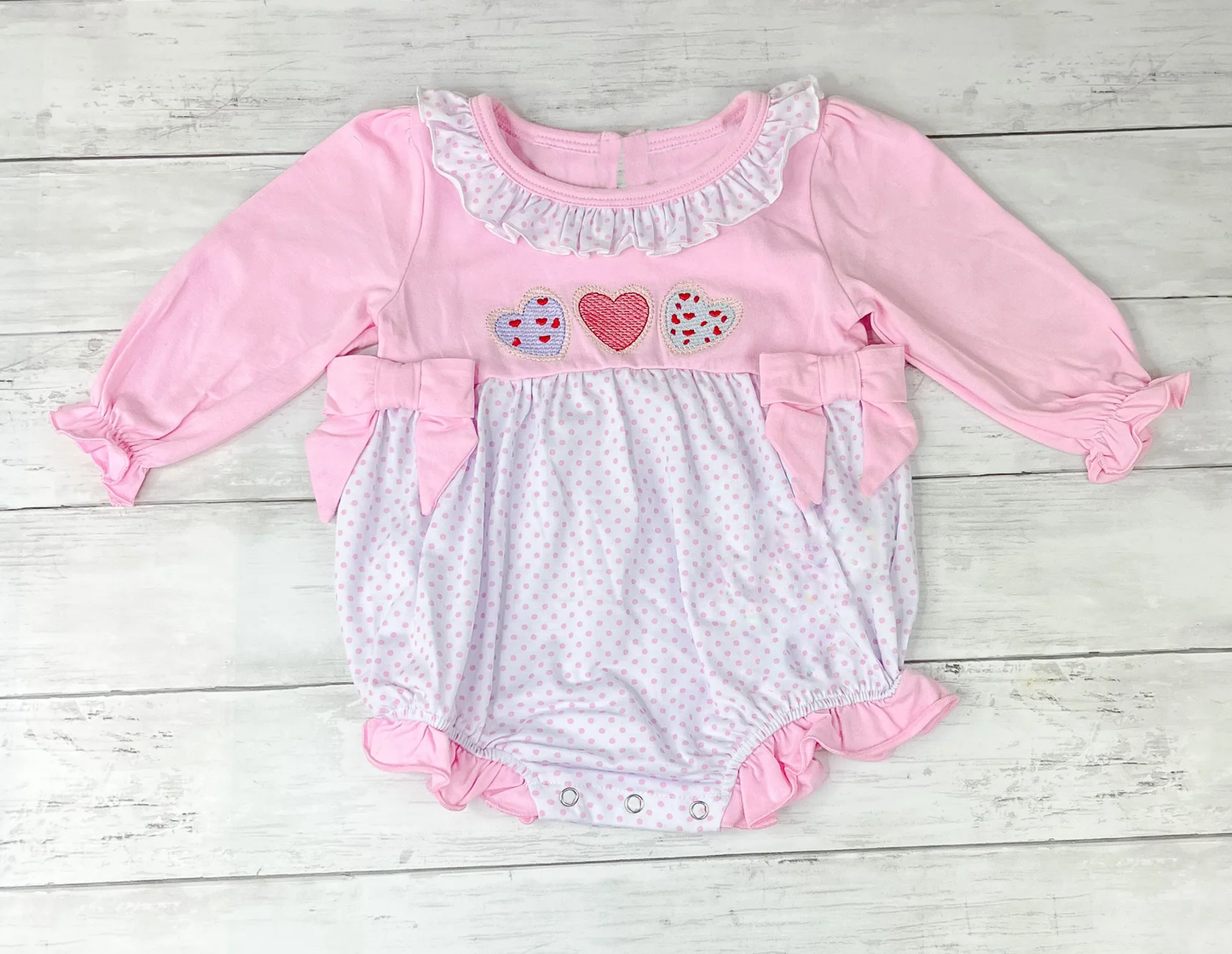 (Pre-order)LR2766 Heart Pink Print Baby Girls Valentine's Day Romper