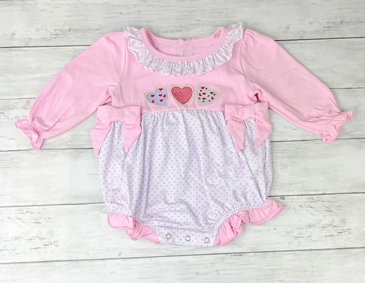 (Pre-order)LR2766 Heart Pink Print Baby Girls Valentine's Day Romper
