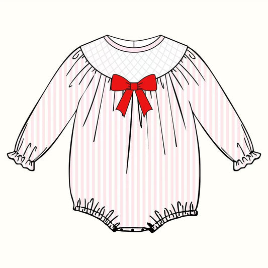 (Pre-order)LR2773 Pink Stripes Print Baby Girls Romper
