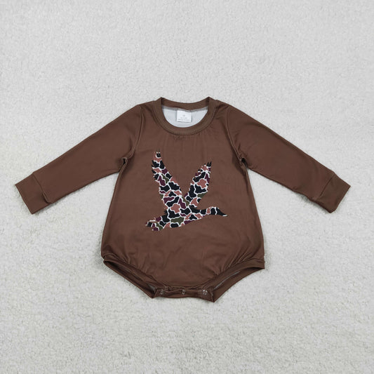 LR2777 Camo Duck Brown Print Baby Fall Romper