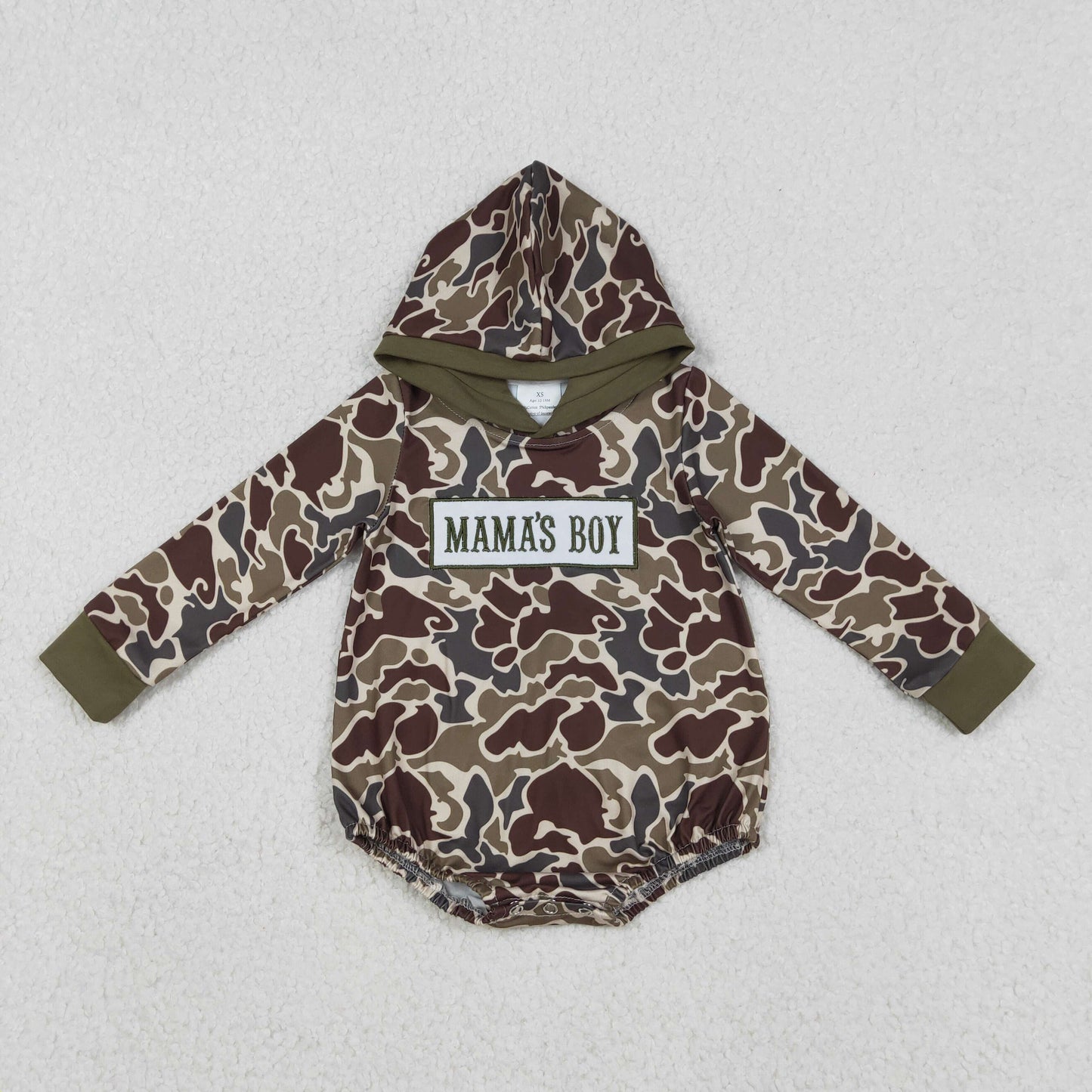 8 Colors MAMA'S BOY Embroidery Camo Print Baby Boys Hoodie Romper Brothers Wear