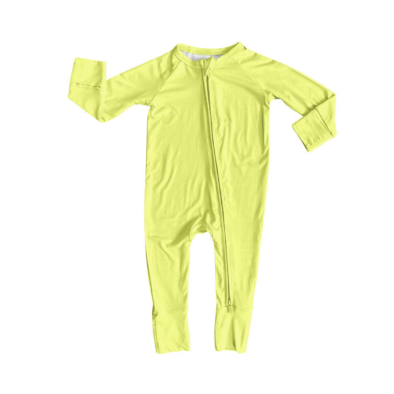 (Pre-order)LR2799 Yellow Color Baby Girls Sleeper Zipper Romper