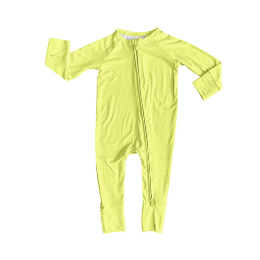 (Pre-order)LR2799 Yellow Color Baby Girls Sleeper Zipper Romper