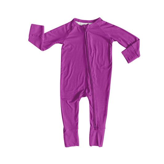 (Pre-order)LR2801 Purple Color Baby Girls Sleeper Zipper Romper