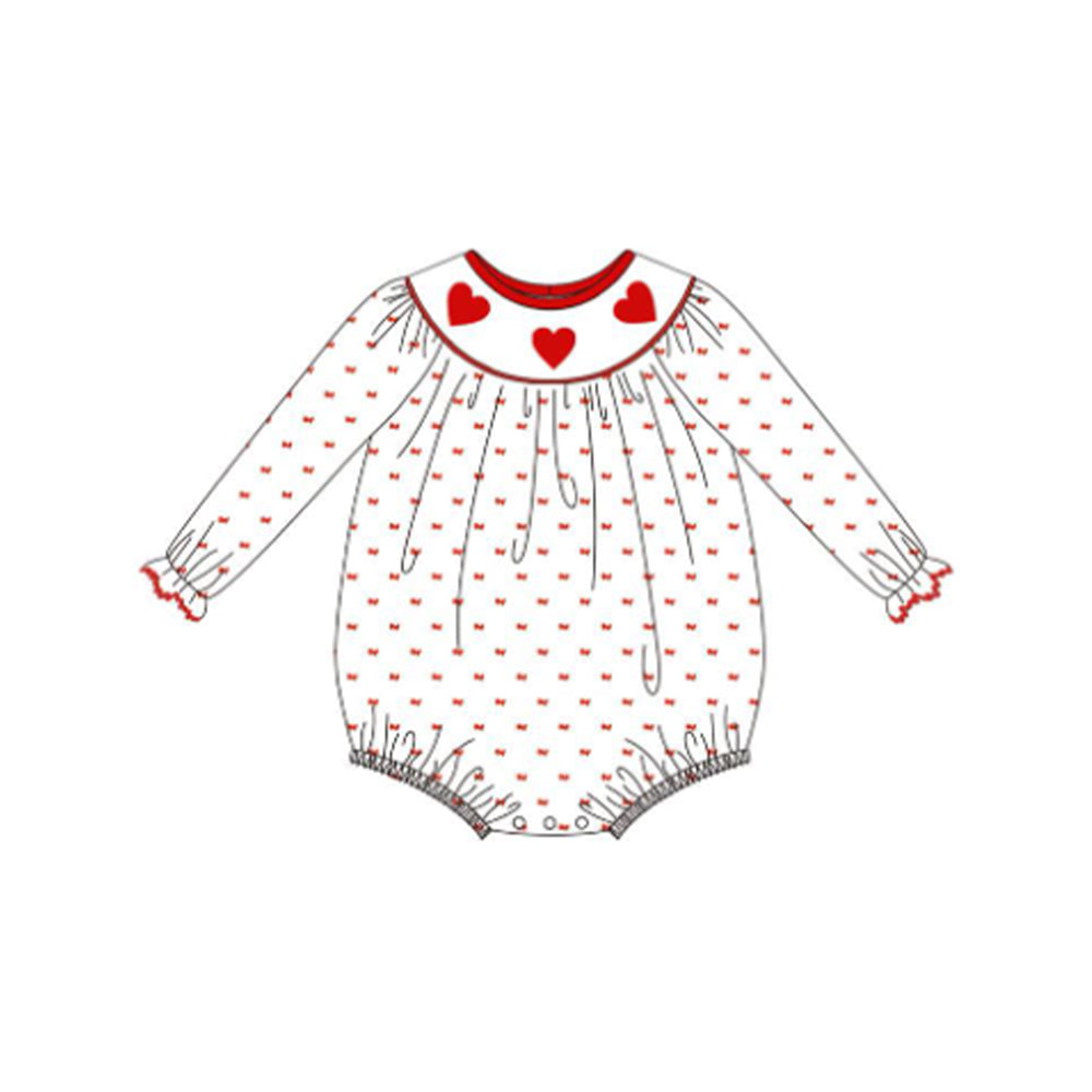 (Pre-order)LR2810 Heart Print Baby Girls Valentine's Day Romper