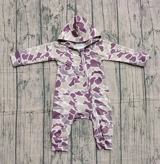 (Pre-order)LR2811 Camo Print Baby Boys Hoodie Zipper Romper