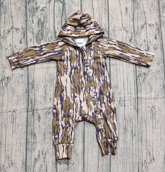 (Pre-order)LR2814 Camo Print Baby Boys Hoodie Zipper Romper