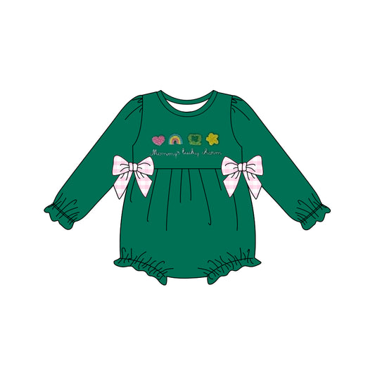 (Pre-order)LR2839 Rainbow Green Print Baby Girls St. Patrick's Day Romper