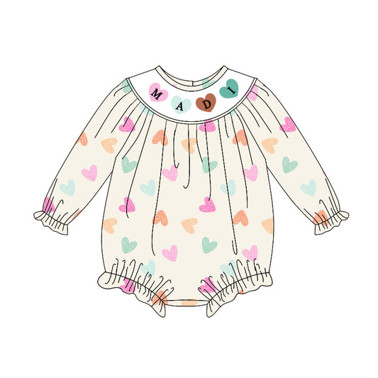 (Pre-order)LR2841 Colorful Heart Print Baby Girls Valentine's Day Romper