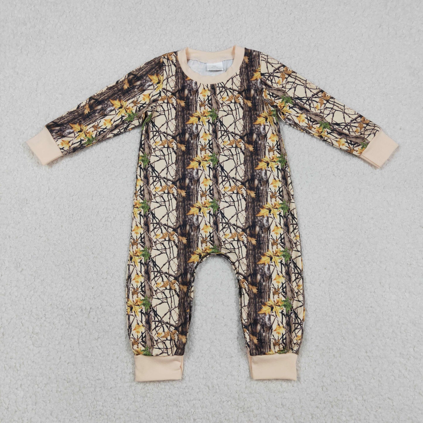 LR2864 Branch Camo Print Baby Boys Fall Romper