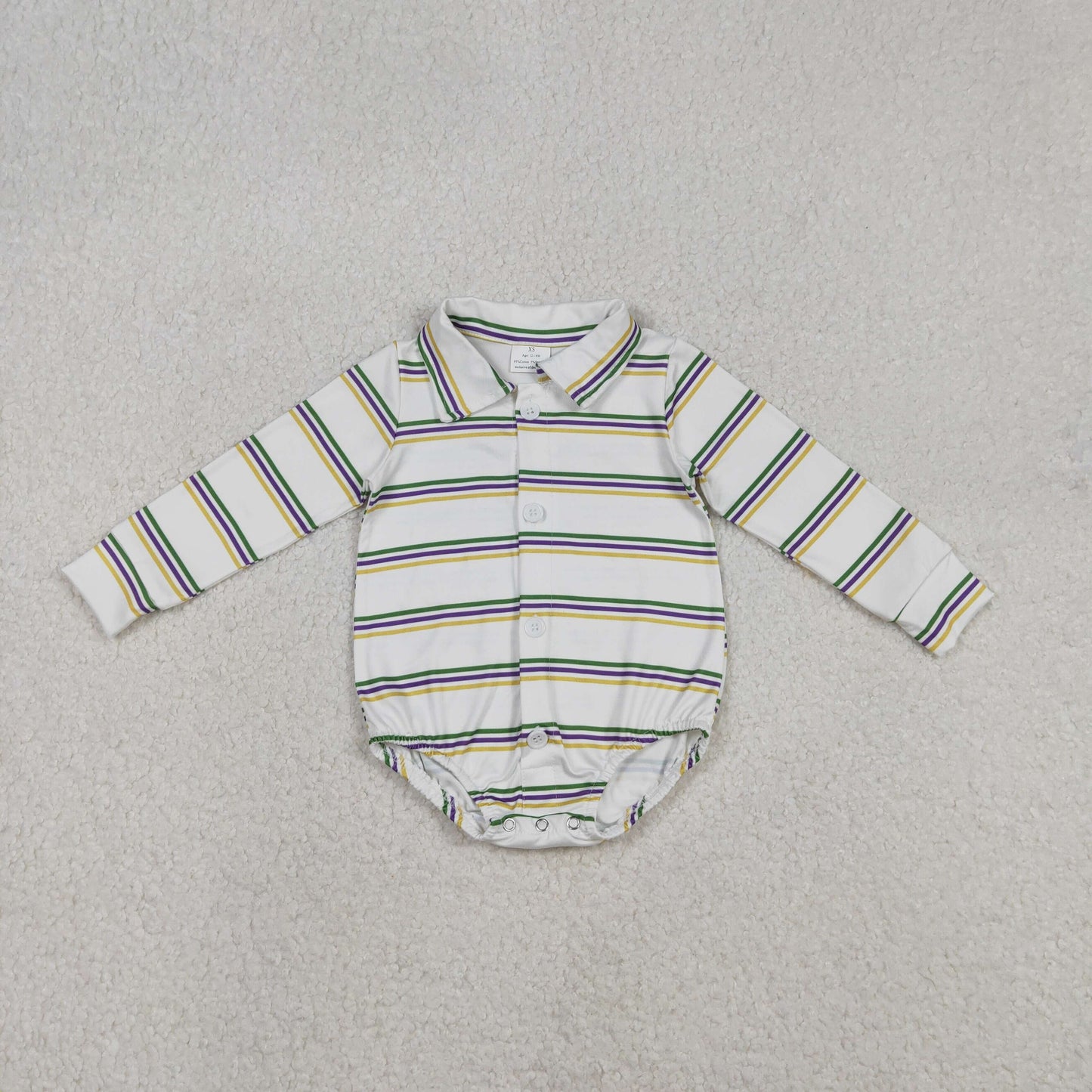 LR2880 Stripes Print Baby Boys Mardi Gras Romper