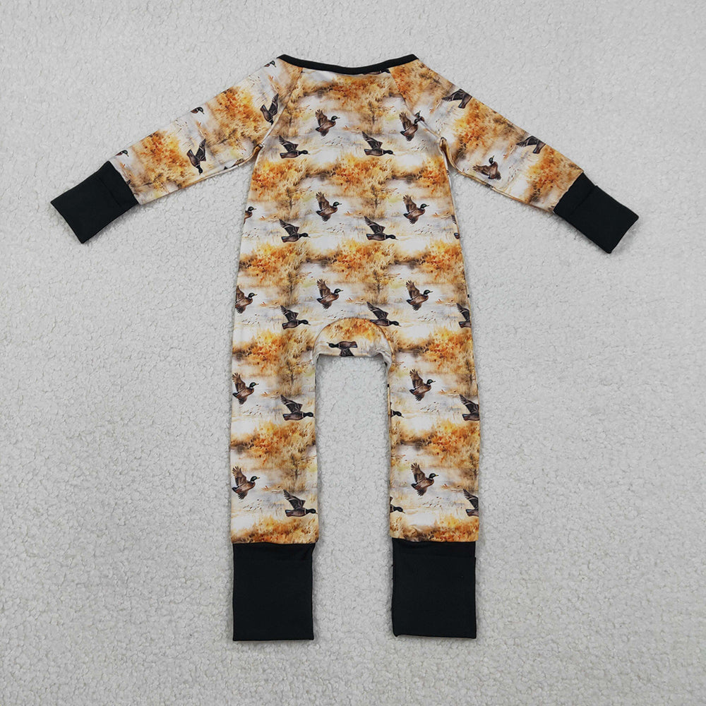 LR2986 Duck Wild Print Baby Baby Boys Zipper Sleeper Romper