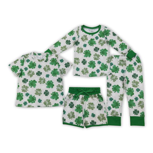 Leaf Green Print Kids St. Patrick's Day Matching Clothes Sibing Wear