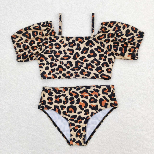 S0272 Leopard Print Girls 2 Pieces Swimsuits