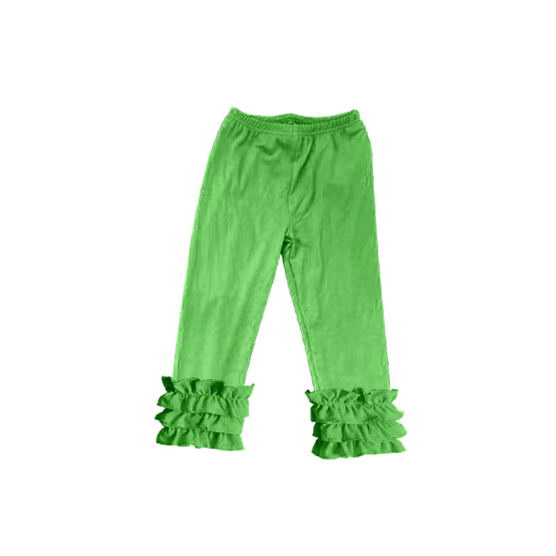 (Custom Design MOQ 5) Lime Green Girls Icing Ruffles Legging Pants