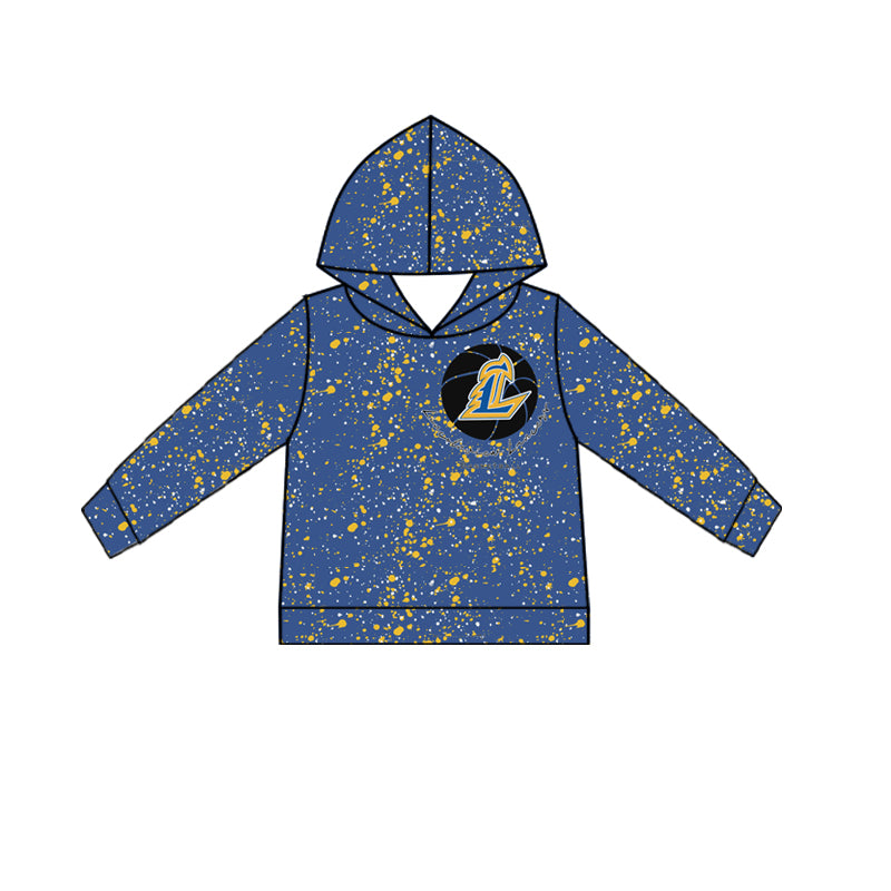 (Custom Design Preorder MOQ 5 Each Item)Team's Lincolnview Lancers Basketball Blue Print Hoodie Top Mom and Me Matching Clothes