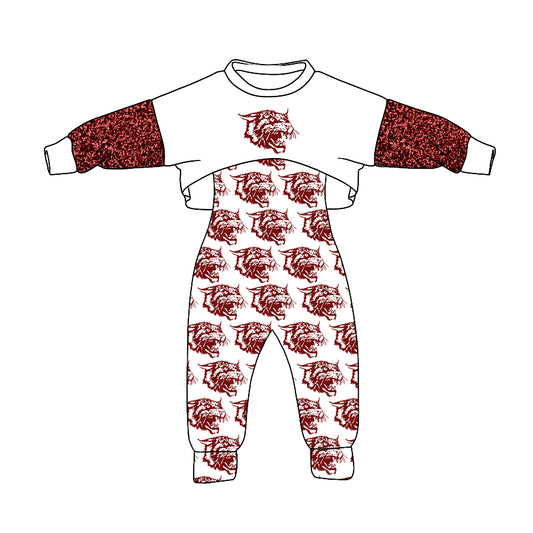 (Custom Design Preorder MOQ 5) Team's Littlefield Print Girls Jumpsuits Clothes Set