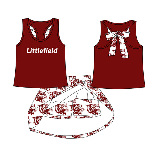(Custom Design Preorder MOQ 5) Team's Littlefield Top Skirts Shorts Girls Summer Clothes Set