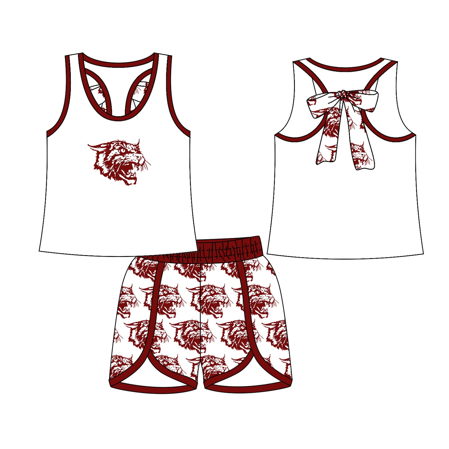 (Custom Design Preorder MOQ 5) Team's Littlefield Top Shorts Girls Summer Clothes Set