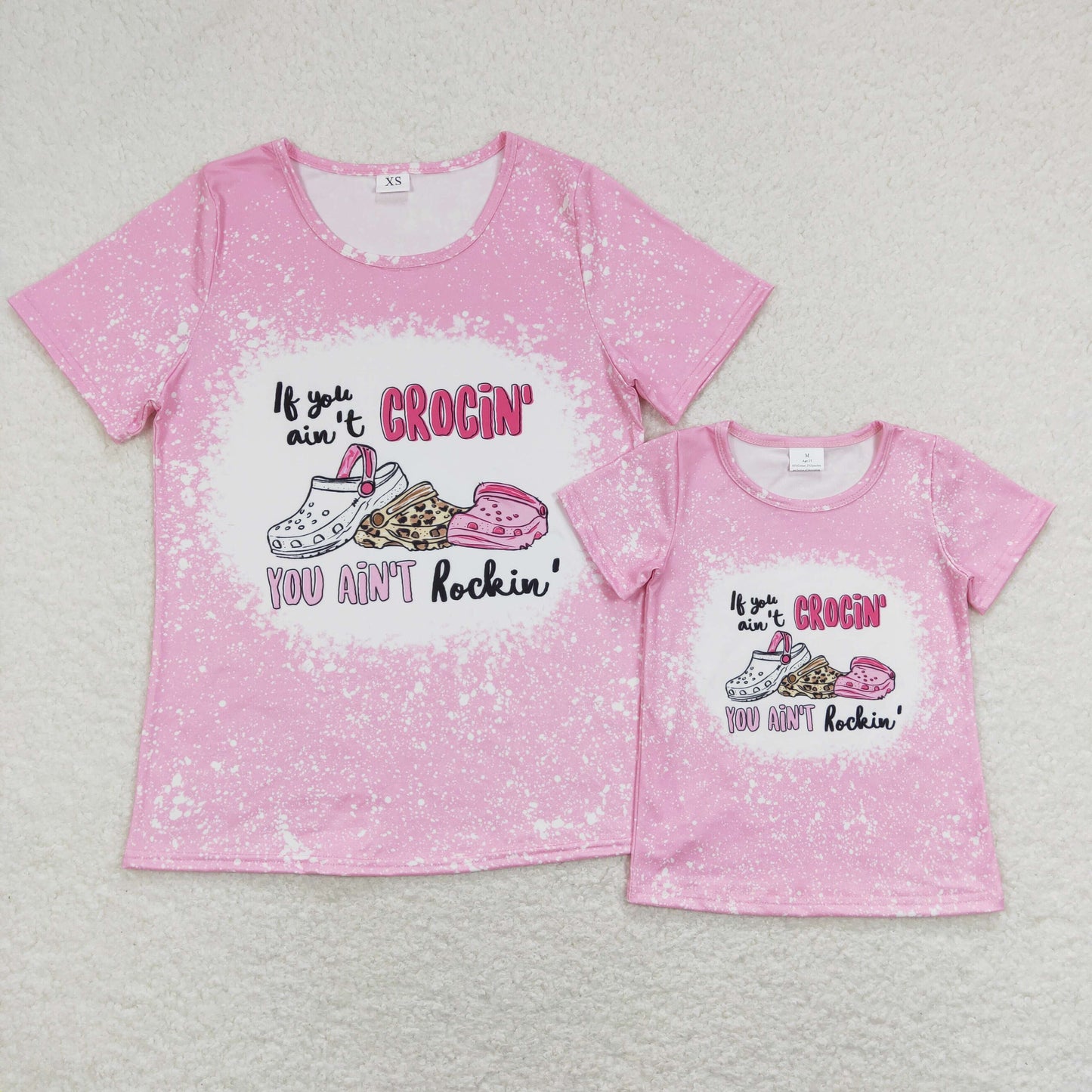 GT0443 Pink Slippers Print Girls Summer Tee Shirts Top