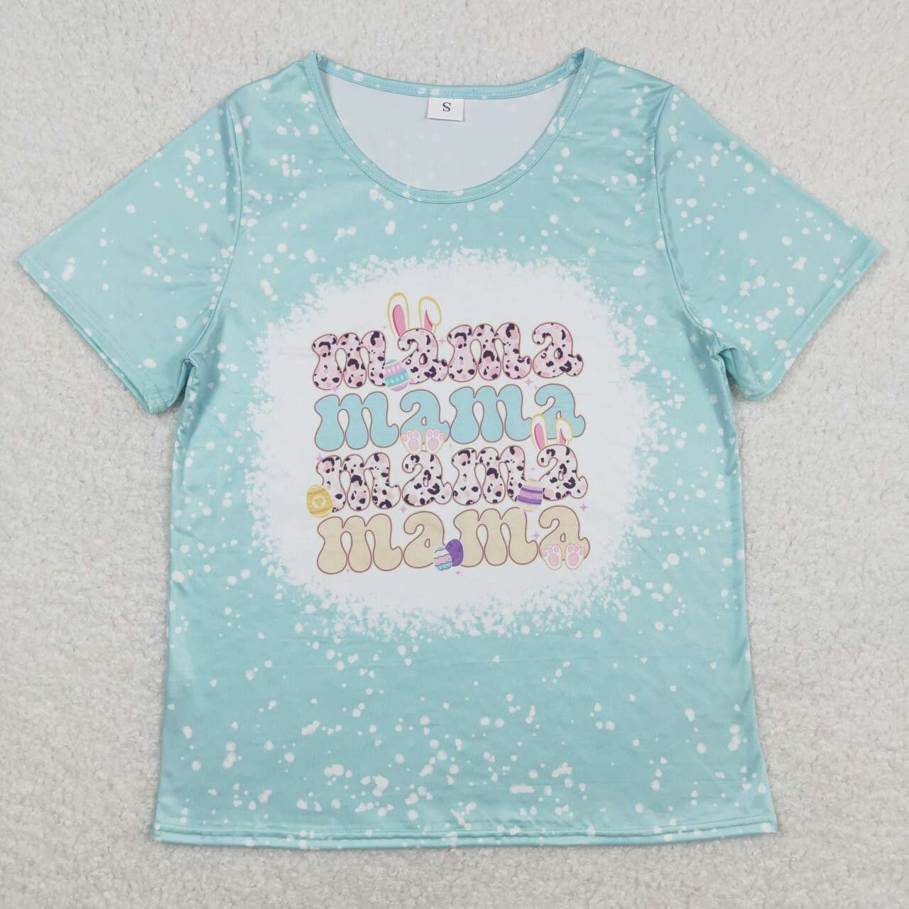 GT0449 Adult MAMA Rabbit Print Woman Easter Tee Shirts Top