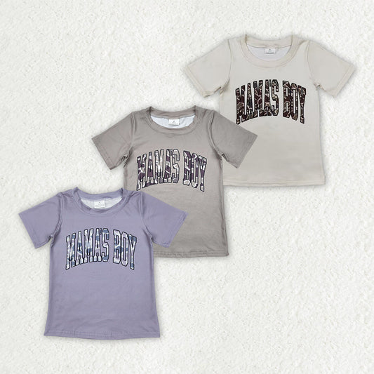 3 Colors MAMA'S BOY Camo Print Boys Summer Tee Shirts Top Brothers Wear