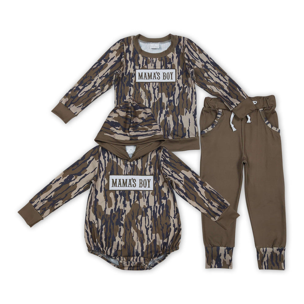 MAMA'S BOY Embroidery Camo Boys Fall Matching Clothes Brothers Wear