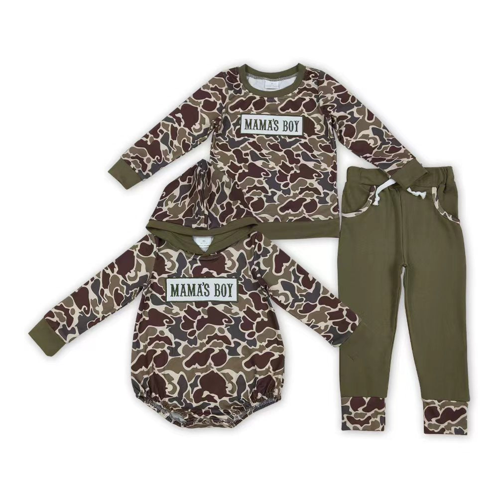 8 Colors MAMA'S BOY Embroidery Camo Boys Fall Matching Clothes Brothers Wear