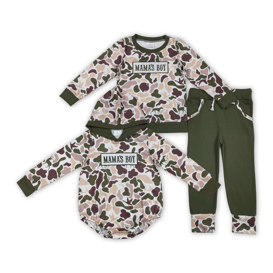 MAMA'S BOY Embroidery Khaki Camo Boys Fall Matching Clothes Brothers Wear