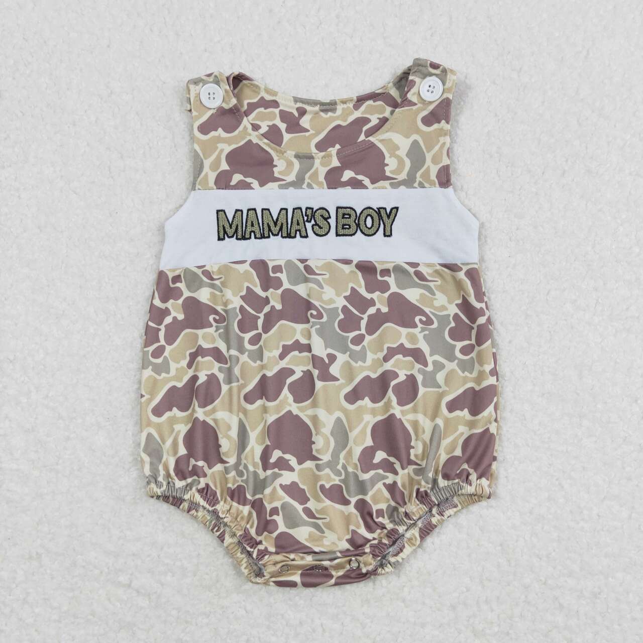 SR0995  MAMA'S Boy Embroidery Camo Baby Boys Summer Romper