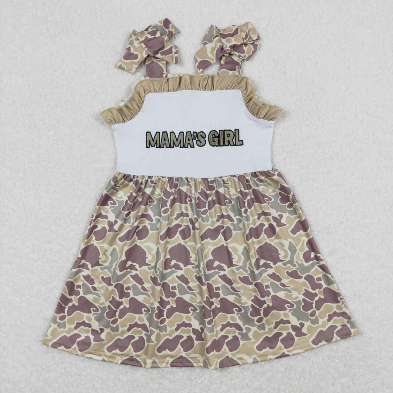 MAMA'S GIRL MAMA'S BOY Embroidery Camo Print Sibling Summer Matching Clothes