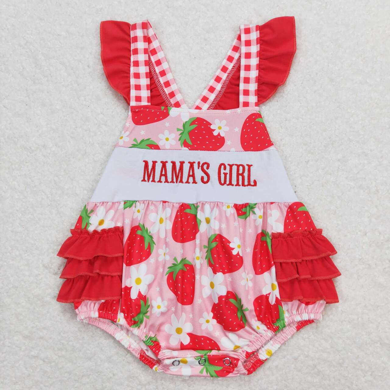 MAMA'S GIRL Embroidery Strawberry Print Sisters Mother's Day Matching Clothes