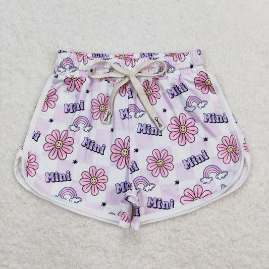SS0171 Mini Flowers Rainbow Print Girls Summer Shorts