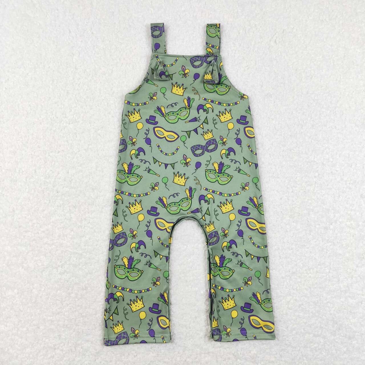 SR0601 Green Purple Hat Print Baby Boys Mardi Gras Romper