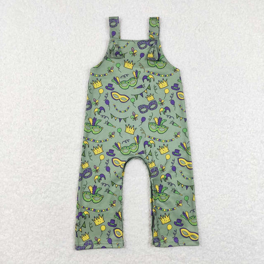 SR0601 Green Purple Hat Print Baby Boys Mardi Gras Romper