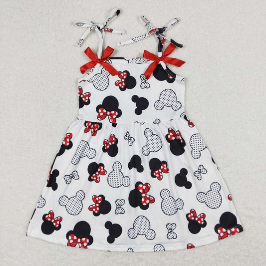 GSD0855 Cartoon Mouse Print Girls Summer Knee Length Dress