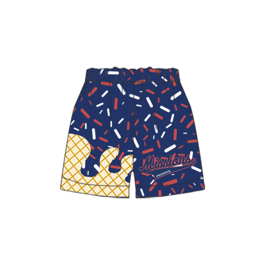 (Custom Design Preorder MOQ 5 Each Item) Team's Missions Prosper Navy Sprinkles Print Summer Bottom Shorts Mom and Me Matching Clothes